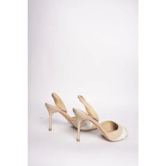 Manolo Blahnik Beige Suede Strap Sandals
