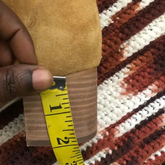 Marc Fisher Banana Tan Leather suede knee-high boots 2” heels #western #campus
