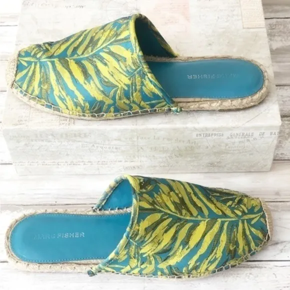 Marc Fisher Spring Summer Palm Leaf Slip On Espadrille Size 9.5M