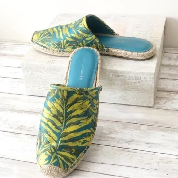 Marc Fisher Spring Summer Palm Leaf Slip On Espadrille Size 9.5M