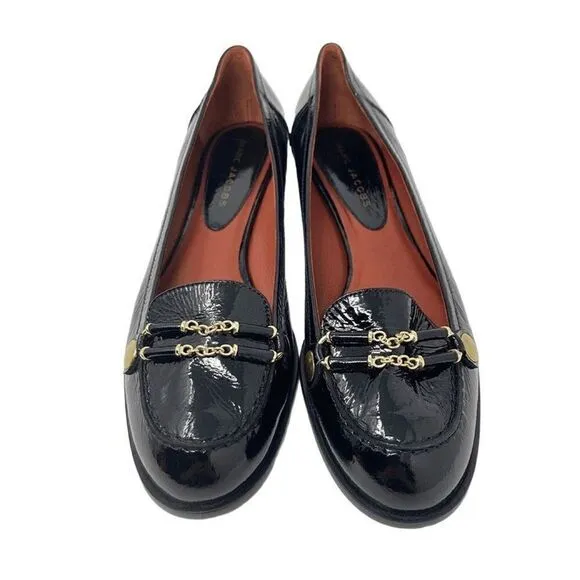Marc Jacobs Nero Black 39.5 US 8.5/9 Patent Leather Loafers Y2K Academia Vogue