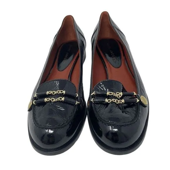 Marc Jacobs Nero Black 39.5 US 8.5/9 Patent Leather Loafers Y2K Academia Vogue