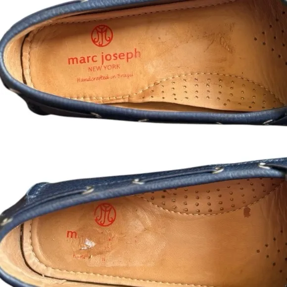 Marc Joseph Navy Blue Leather Tassel Driving Loafers Size 8.5 Ladies Flat Shoes