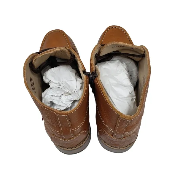 Marc Joseph | NIB Lincoln Bootie Tan Grainy Leather Lace Up Boots Boy's 12