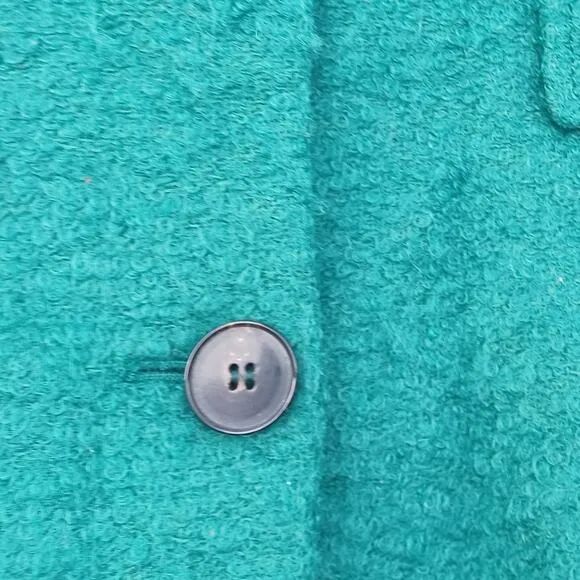 Marella Italian Wool Coat Size 6 Teal Green Bouclé Spring Jacket Made in Italy