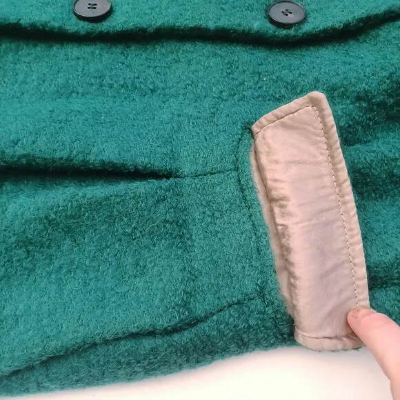 Marella Italian Wool Coat Size 6 Teal Green Bouclé Spring Jacket Made in Italy