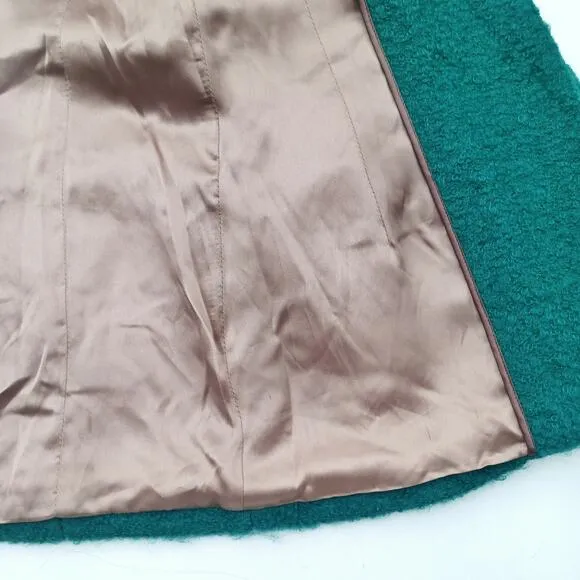 Marella Italian Wool Coat Size 6 Teal Green Bouclé Spring Jacket Made in Italy