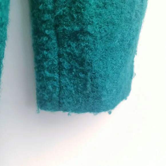 Marella Italian Wool Coat Size 6 Teal Green Bouclé Spring Jacket Made in Italy
