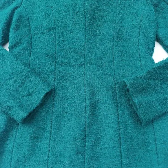 Marella Italian Wool Coat Size 6 Teal Green Bouclé Spring Jacket Made in Italy