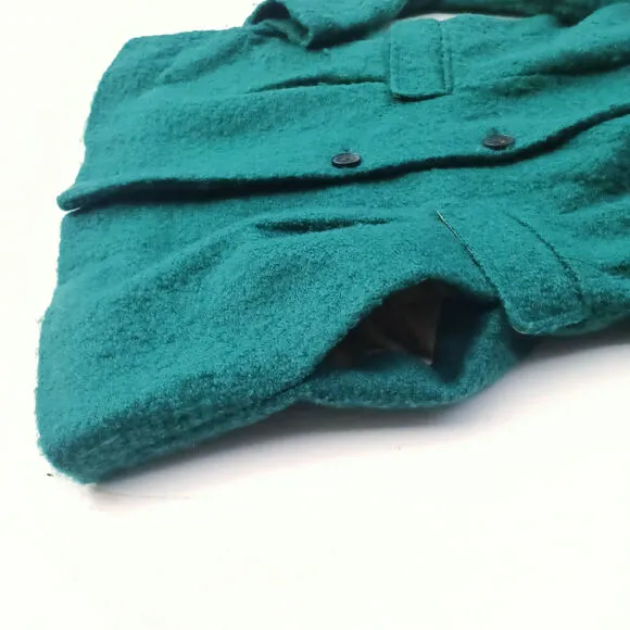 Marella Italian Wool Coat Size 6 Teal Green Bouclé Spring Jacket Made in Italy