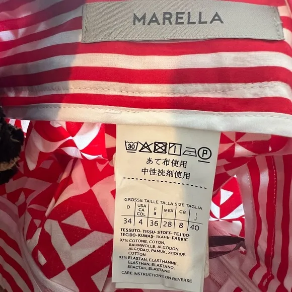 MARELLA MIDI SKIRT FRONT CROSSOVER SPLIT SIZE 4 Contrasting Belt Size 4