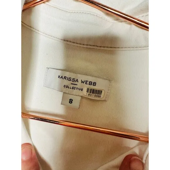 MARISSA WEBB White Denim Wide Belt Shirt Short Sleeve Mini Dress Size 8