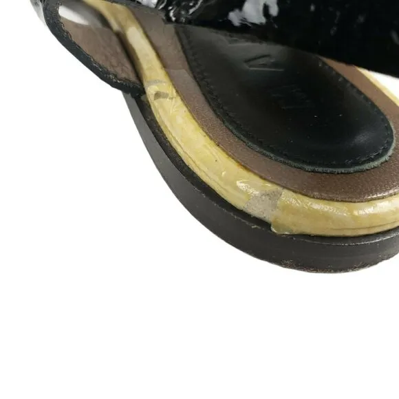MARNI Colorblock Patent Leather Flat Sandals EU 37