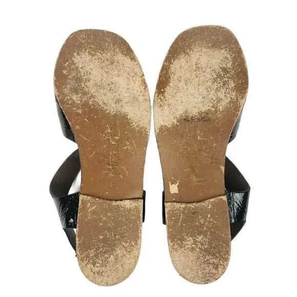 MARNI Colorblock Patent Leather Flat Sandals EU 37