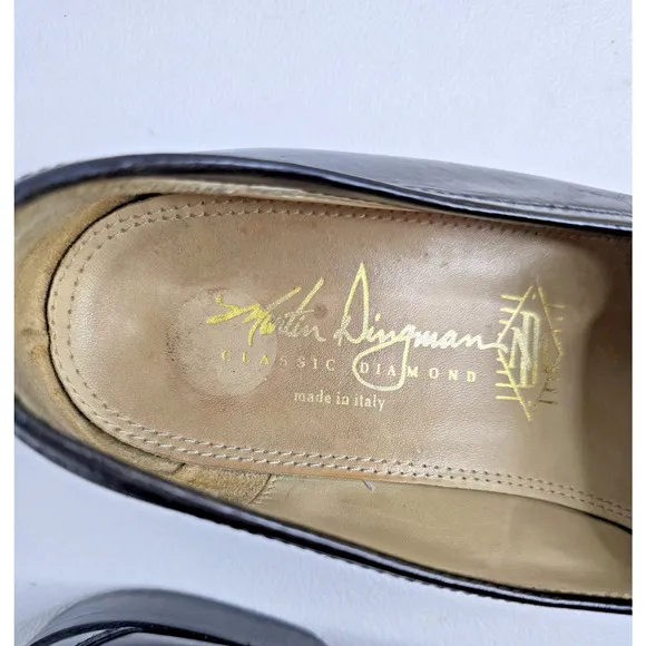 Martin Dingman Black Leather Penny Loafers Dress Shoes Made Italy Mens US 9.5