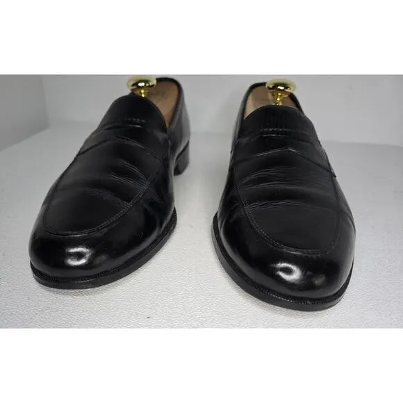 Martin Dingman Black Leather Penny Loafers Dress Shoes Made Italy Mens US 9.5