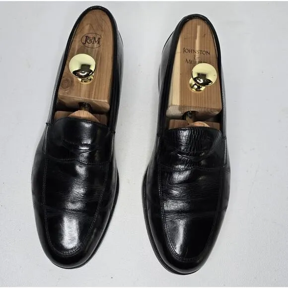 Martin Dingman Black Leather Penny Loafers Dress Shoes Made Italy Mens US 9.5