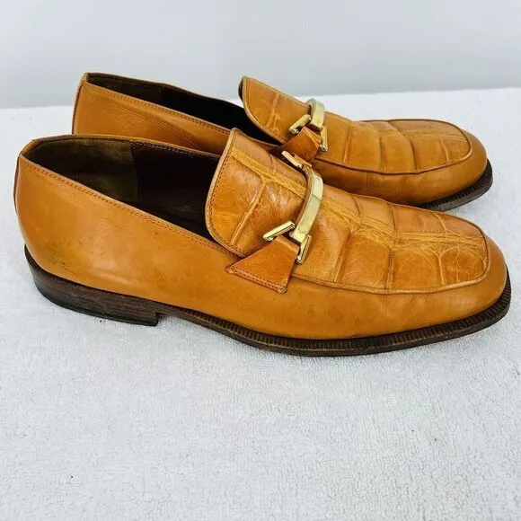Matteo Mossimo Genuine Alligator Yellow Got it Loafers Size 10