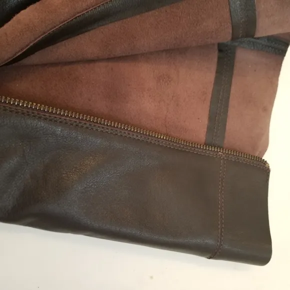 Max Studio Knee High Sock Boots Size 11 High Heels Leather Brown NWOT