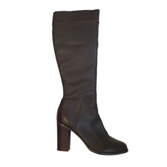 Max Studio Knee High Sock Boots Size 11 High Heels Leather Brown NWOT