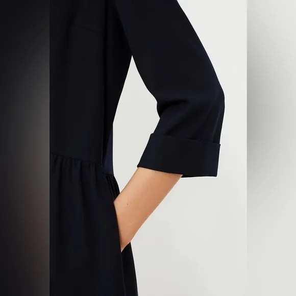 Medium Tuckernuck Navy Crepe Royal Shirt Dress