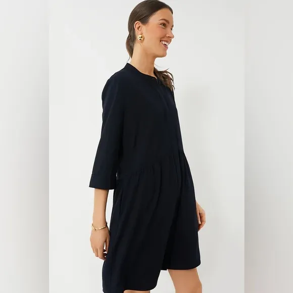 Medium Tuckernuck Navy Crepe Royal Shirt Dress