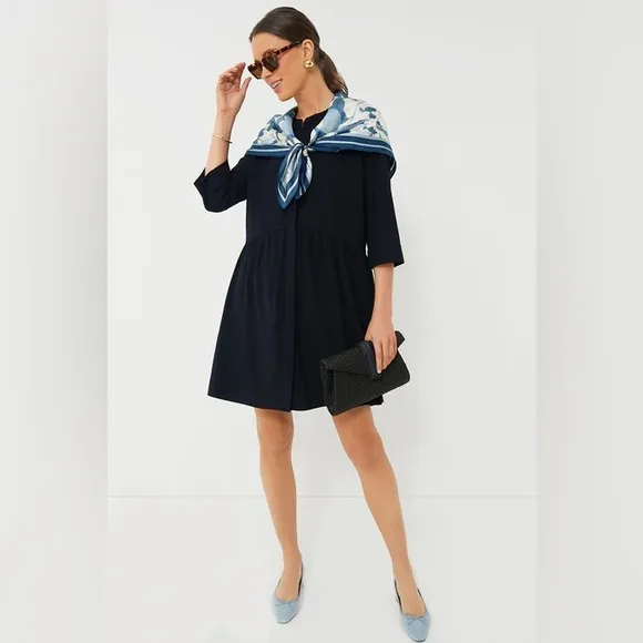 Medium Tuckernuck Navy Crepe Royal Shirt Dress