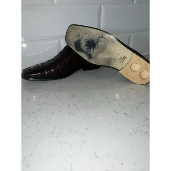 Mens Brown Genuine Snake Skin &amp; Leather Upper Loafers Leather Lining Manmade Sol
