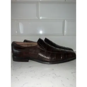 Mens Brown Genuine Snake Skin &amp; Leather Upper Loafers Leather Lining Manmade Sol