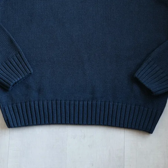 Men's Chaps Mock Turtleneck Pullover Zip Sweater 100 % Cotton Navy Size S/M