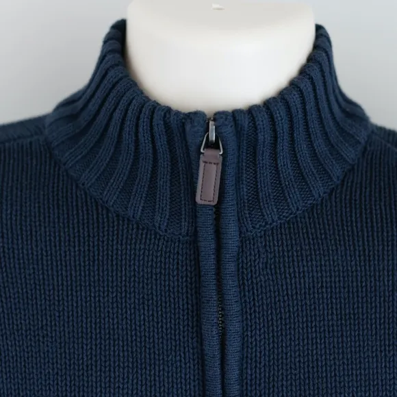Men's Chaps Mock Turtleneck Pullover Zip Sweater 100 % Cotton Navy Size S/M