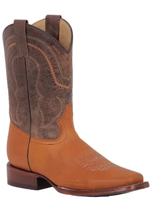 Men's Genuine Leather Classic Western Cowboy Boots 'El General' Honey 42995