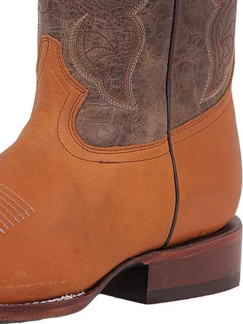 Men's Genuine Leather Classic Western Cowboy Boots 'El General' Honey 42995