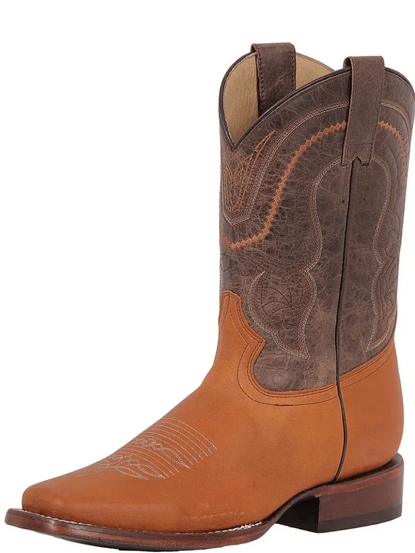 Men's Genuine Leather Classic Western Cowboy Boots 'El General' Honey 42995