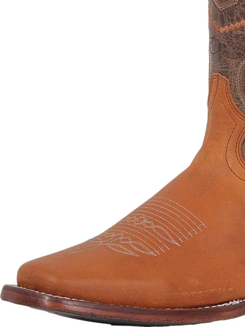 Men's Genuine Leather Classic Western Cowboy Boots 'El General' Honey 42995