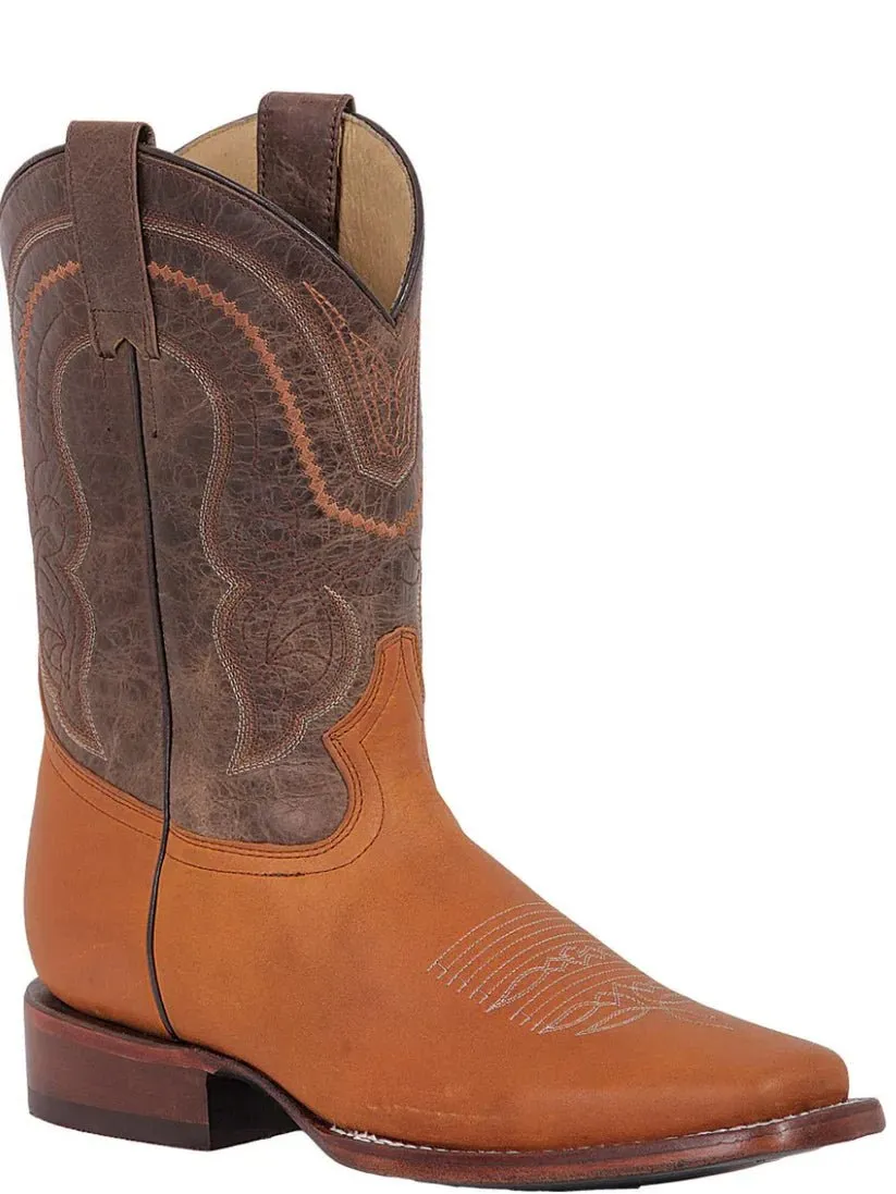 Men's Genuine Leather Classic Western Cowboy Boots 'El General' Honey 42995