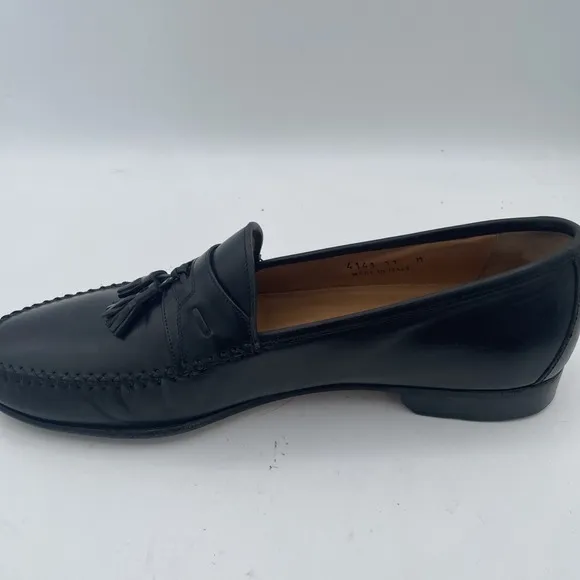 Mens Nordstrom Black Leather Slip On Classic Tassel Loafer Shoes Sz 11 M ITALY