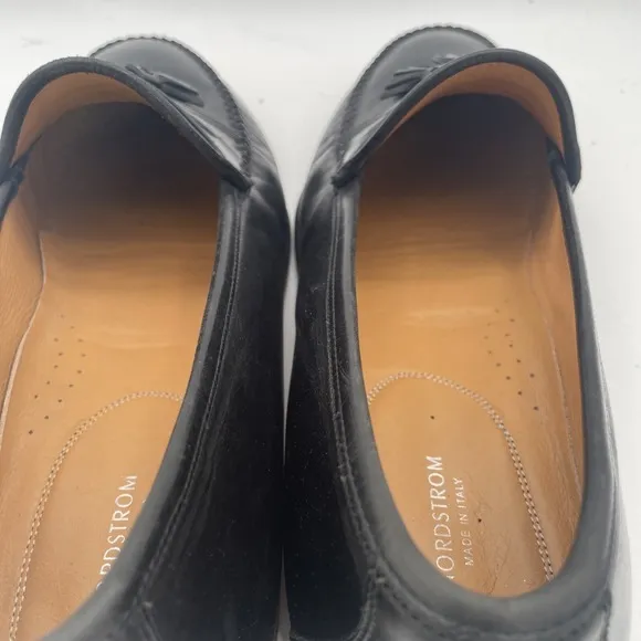 Mens Nordstrom Black Leather Slip On Classic Tassel Loafer Shoes Sz 11 M ITALY