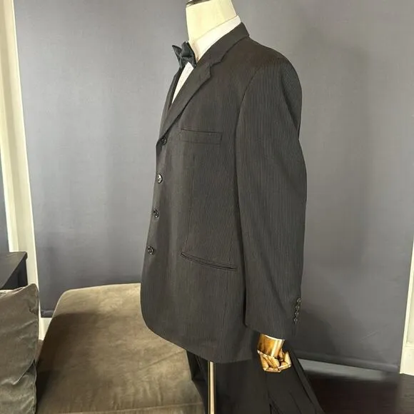 Men’s Linea Uomo 100% Wool Pinstripe 2Piece Formal Suit Jacket 44 Pants 38 (*39)