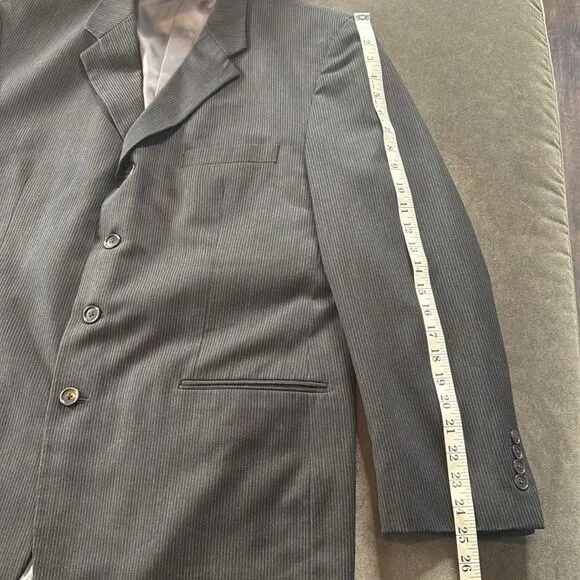 Men’s Linea Uomo 100% Wool Pinstripe 2Piece Formal Suit Jacket 44 Pants 38 (*39)