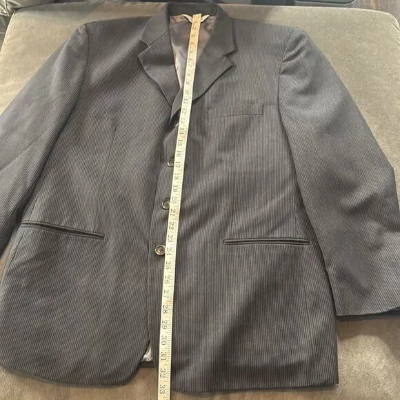 Men’s Linea Uomo 100% Wool Pinstripe 2Piece Formal Suit Jacket 44 Pants 38 (*39)
