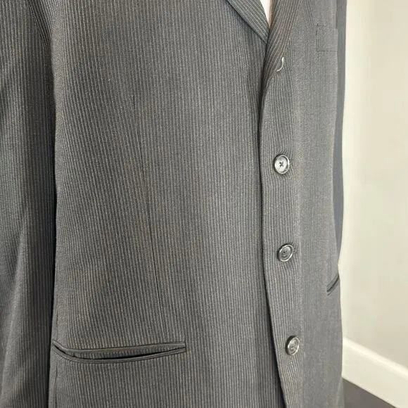 Men’s Linea Uomo 100% Wool Pinstripe 2Piece Formal Suit Jacket 44 Pants 38 (*39)