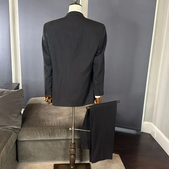 Men’s Linea Uomo 100% Wool Pinstripe 2Piece Formal Suit Jacket 44 Pants 38 (*39)