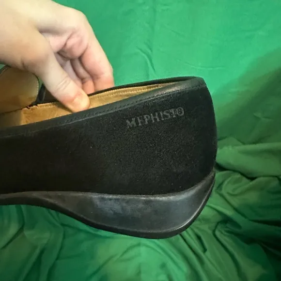 MEPHISTO black suede square toe slip-on loafers