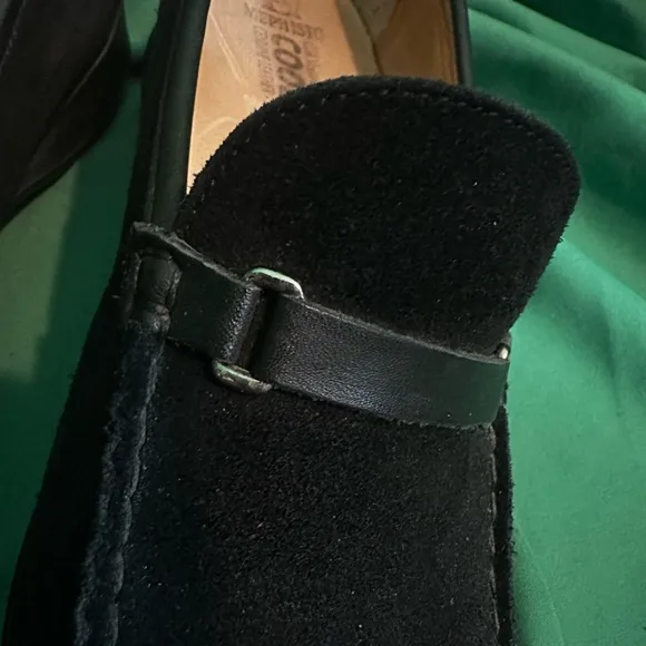 MEPHISTO black suede square toe slip-on loafers