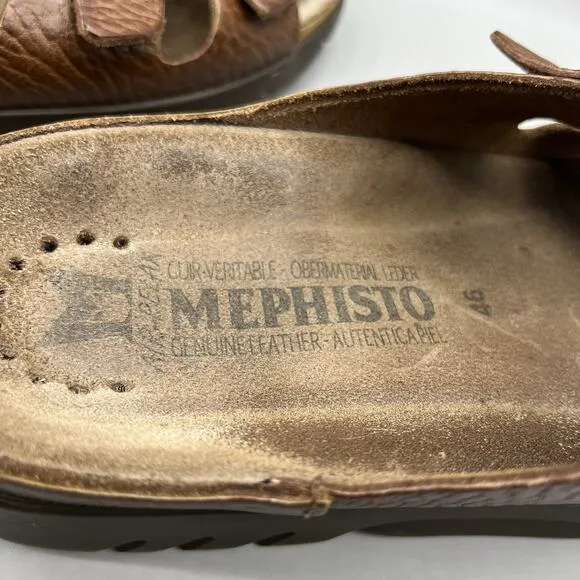 Mephisto ZACH Sandals Men Size 12 US, 46 EU Brown Leather Fisherman Strap Shoes