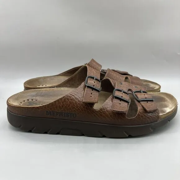 Mephisto ZACH Sandals Men Size 12 US, 46 EU Brown Leather Fisherman Strap Shoes