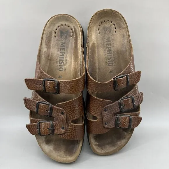 Mephisto ZACH Sandals Men Size 12 US, 46 EU Brown Leather Fisherman Strap Shoes