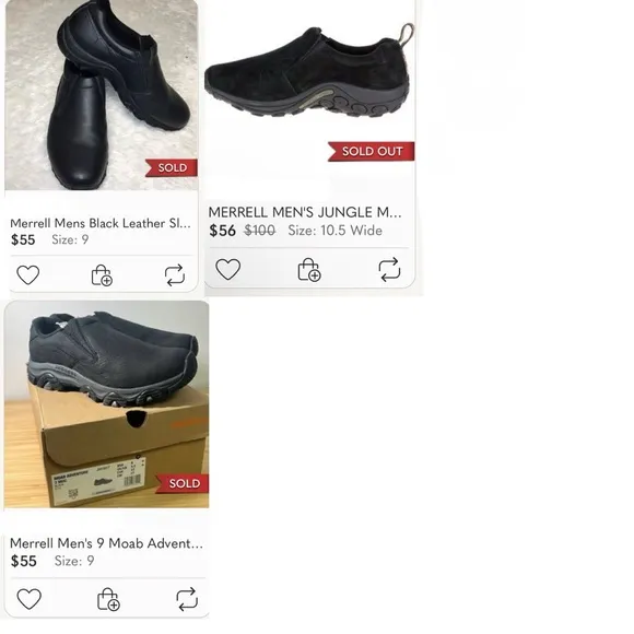 MERRELL BLACK LEATHER SLIP ON SHOES DUAL DENSITY SZ 9.5