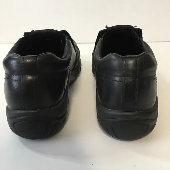 MERRELL BLACK LEATHER SLIP ON SHOES DUAL DENSITY SZ 9.5